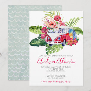 Faire-part de Baby Shower Tropical pour Bébé Fille