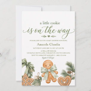 Faire-part de Baby Shower Vert pour Bébé et Cookie