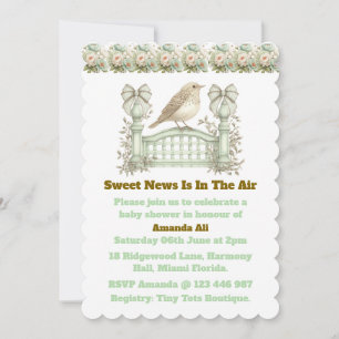 Faire-part de baby shower vintage neutre et éditab