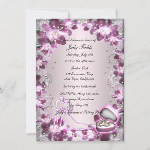 Faire-part de bains de mariée chic floral violet t