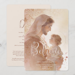 Faire-part de baptême chrétien de Jésus bébé St. J