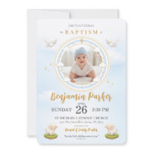 Faire-part de baptême de bébé garçon avec photo 