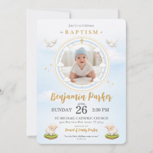 Faire-part de baptême de bébé garçon avec photo