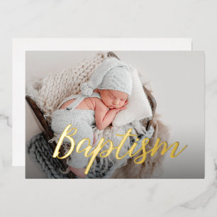 Faire-part de baptême de bébé photo élégant avec r