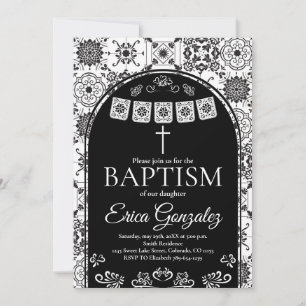 Faire-part de baptême en Talavera et papier découp