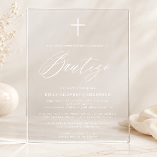 Faire-part de baptême espagnol Script White
