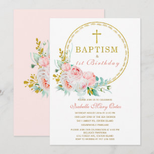 Faire-part de baptême et premier anniversaire flor