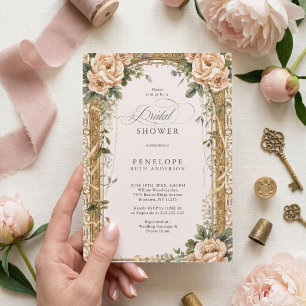 faire-part de bapteme floral victorien