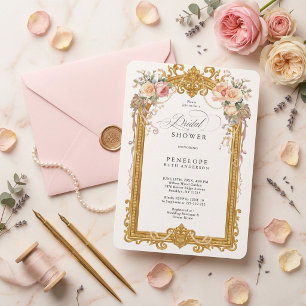 faire-part de bapteme floral victorien