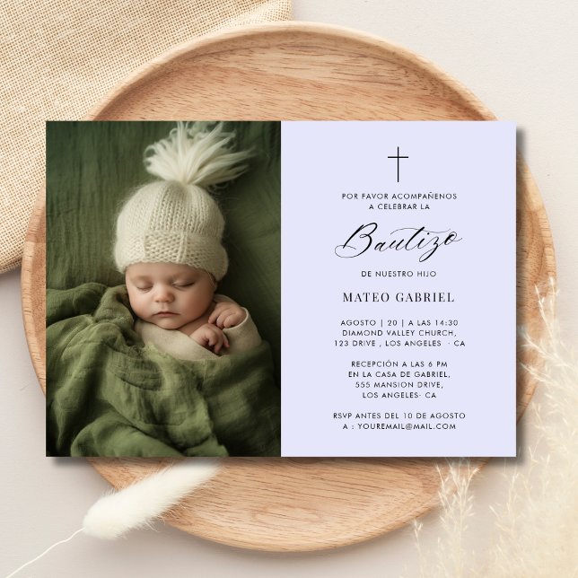 Faire-part de baptême mexicain lavande (Créateur téléchargé)