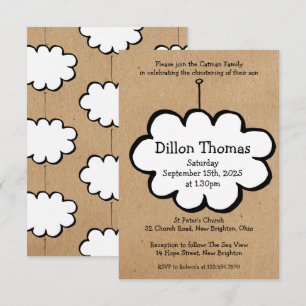 Faire-part de baptême Nuage sur une ficelle
