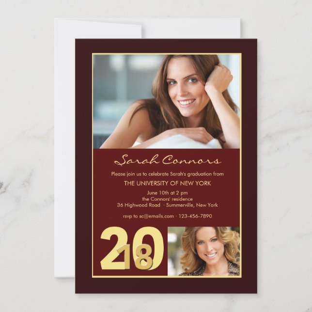 Faire-part de cadre photo de diplômé 2018 (Devant)