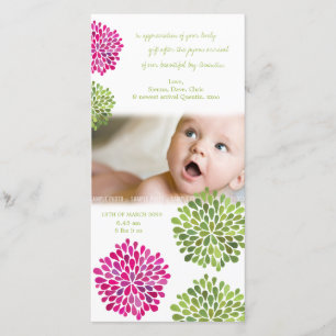 Faire-part de carte de fleurs de Merci de bébé