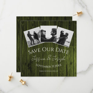 Faire-part de collage photo rustique vert