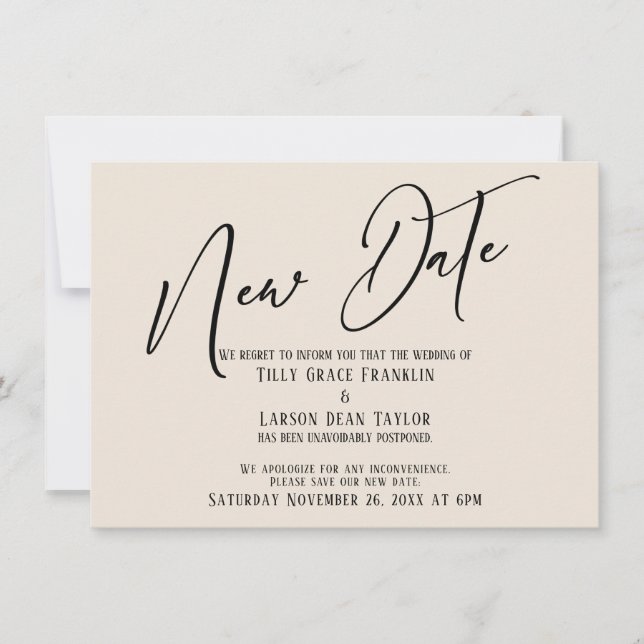 Faire-part de Crème de Nouvelle Date d'Écriture Él (Devant)