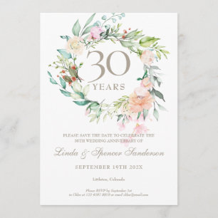 Faire-part de date anniversaire de mariage 30 ans 