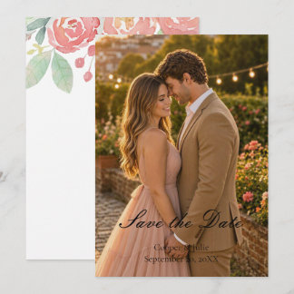 Faire-part de date de mariage à l'aquarelle floral