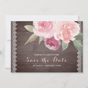 Faire-part de date de mariage à motif floral aquar