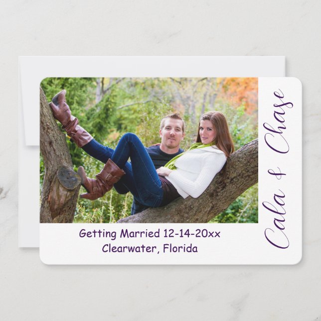 Faire-part de date de mariage avec un script moder (Devant)