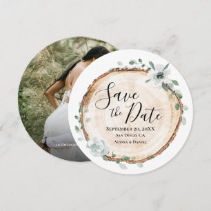Faire-part de date de mariage en tranche de bois r
