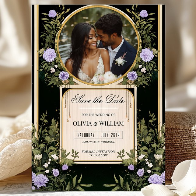 Faire-Part de Date de Mariage Fleur Pourpre avec P (Créateur téléchargé)