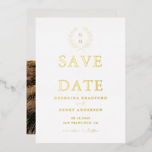 Faire-part de date de mariage Monogramme Couronne
