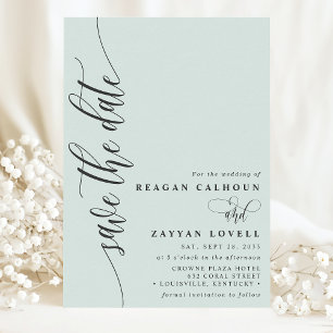 Faire-part de date de mariage simple moderne vert 