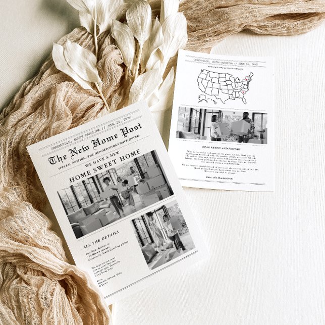 Faire-part de déménagement du journal moderne (Créateur téléchargé)