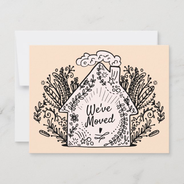 Faire-part de déménagement Ornate dessinée à la ma (Devant)