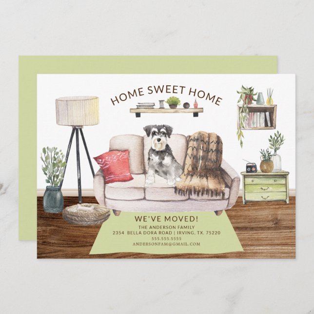 Faire-part de déplacement de chien Schnauzer Minia (Devant / Derrière)