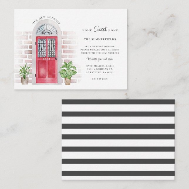 Faire-part de déplacement de l'aquarelle déplacée  (Devant / Derrière)