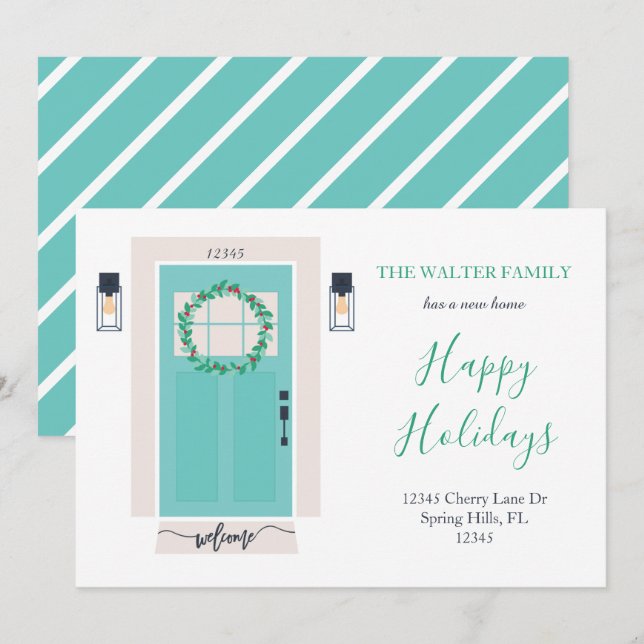 Faire-part de déplacement de porte avant Turquoise (Devant / Derrière)