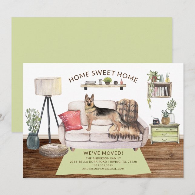 Faire-part de déplacement du chien berger allemand (Devant / Derrière)