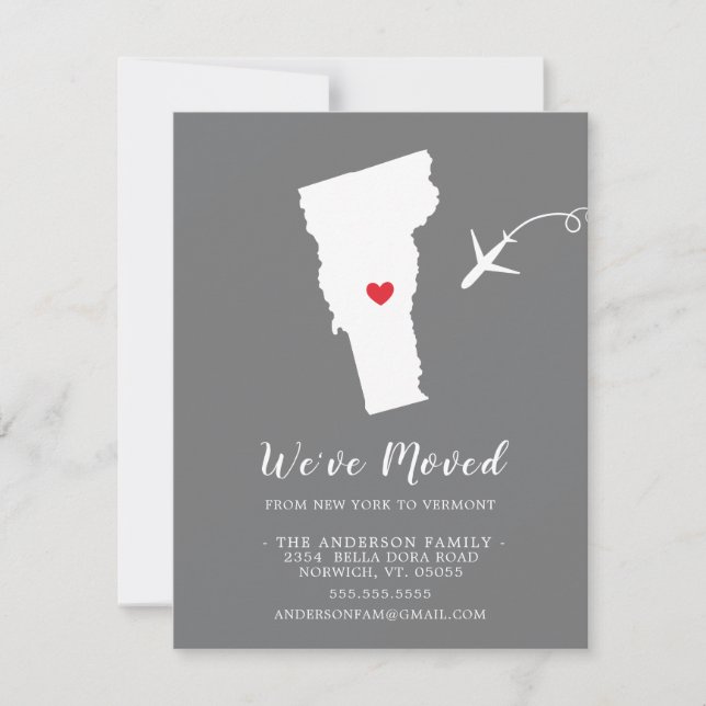 Faire-part de déplacement | État du Vermont (Devant)