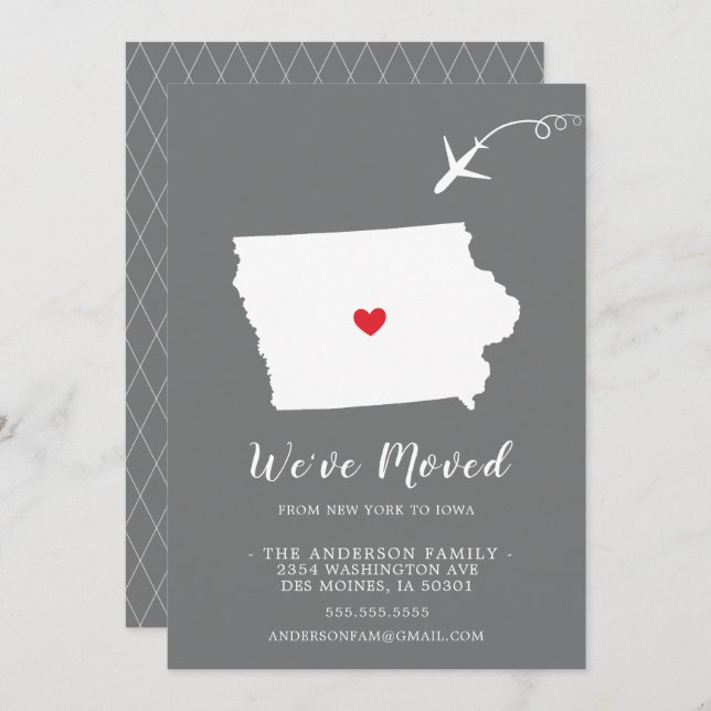 Faire-part de déplacement | Etat IOWA (Devant / Derrière)