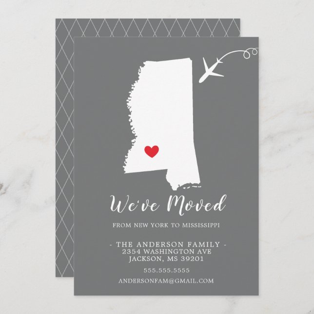 Faire-part de déplacement | État MISSISSIPPI (Devant / Derrière)