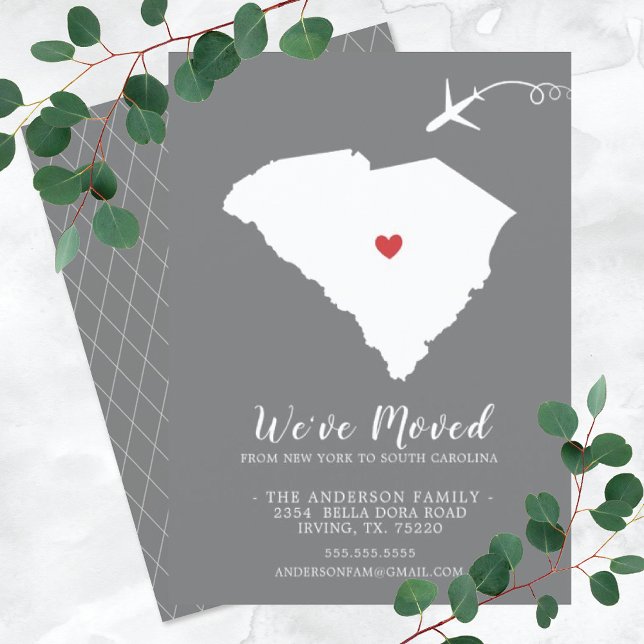 Faire-part de déplacement | État SUD CAROLINA (Créateur téléchargé)