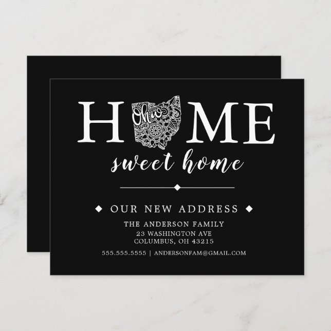 Faire-part de déplacement OHIO couleur modifiable (Devant / Derrière)