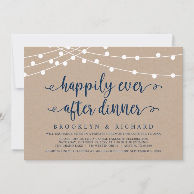 Faire-Part de Dîner de Mariage en Elopement Heureu (Devant)