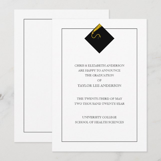 Faire-part de diplôme (Devant / Derrière)