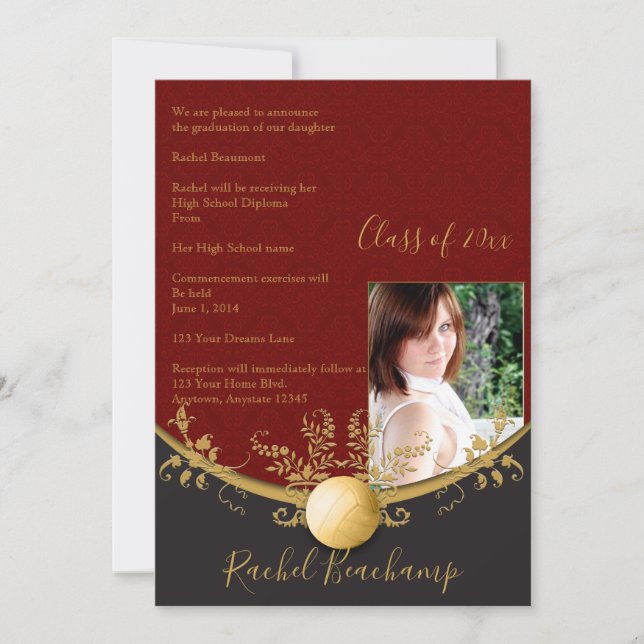 Faire-part de diplôme de Gold Volleyball (Devant)