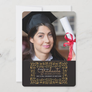 Faire-part de diplôme de la photo cadre or riche