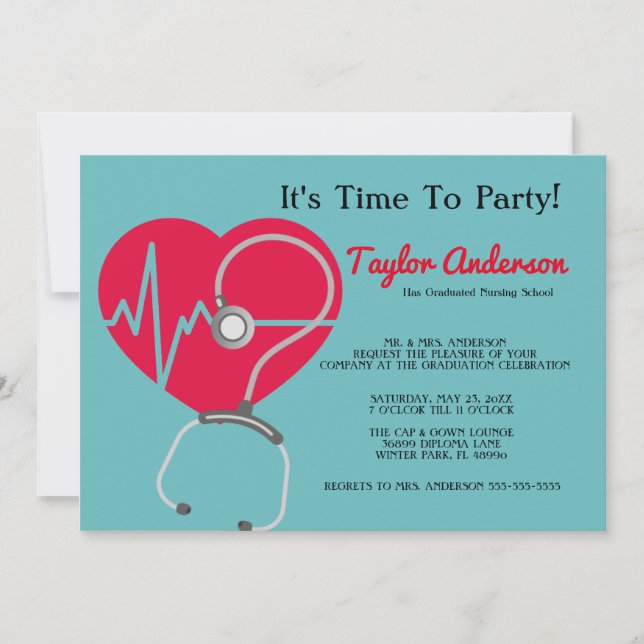 Faire-part de diplôme de l'école de soins infirmie (Devant)