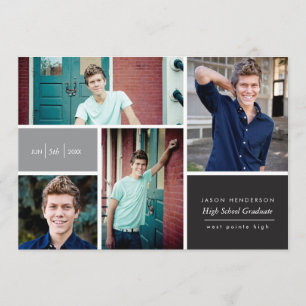 Faire-part de diplômé de photo de bloc de couleur
