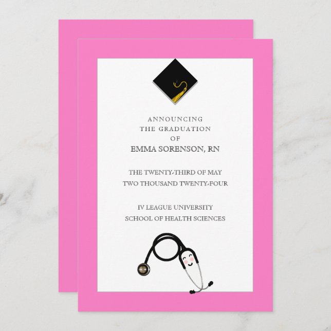 Faire-part de diplôme en infirmière (Devant / Derrière)