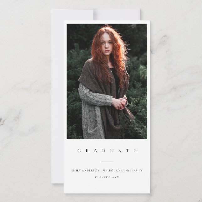 FAIRE-PART DE DIPLÔME PHOTO MINIMAL PROPRE CHIC (Devant)