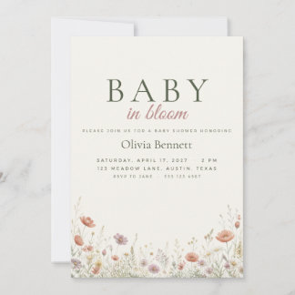Faire-part de douche de bébé Baby in Bloom Wildflo