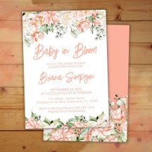 Faire-part de douche de bébé Fleur de pêcher rose