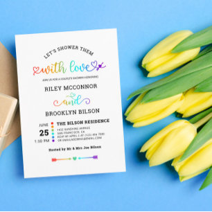 Faire-part de douche de couple LGBT avec cœur arc-