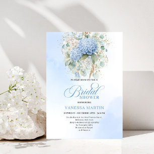 Faire-part de douche de mariée florale bleue bohèm